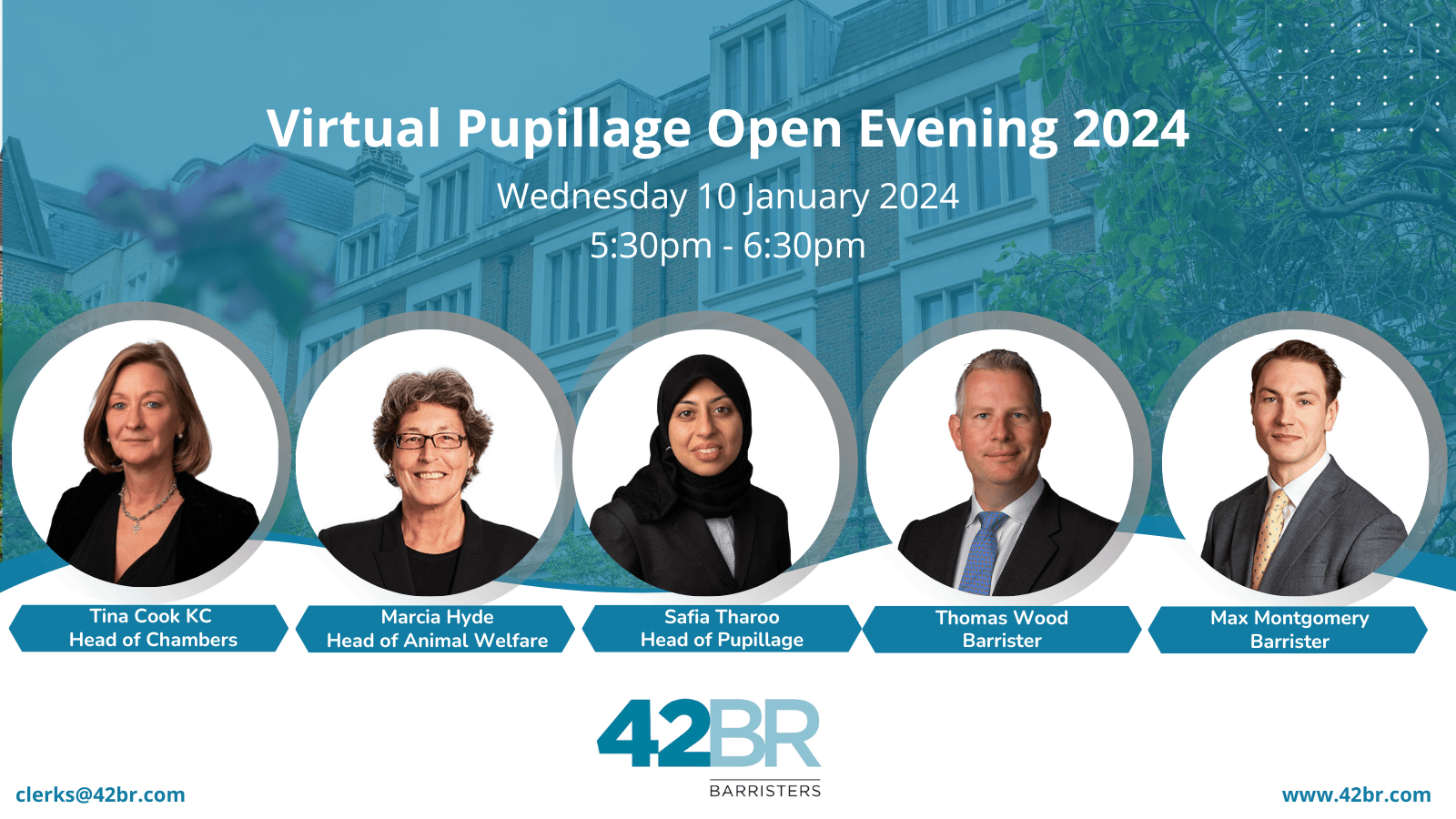 42BR's Virtual Pupillage Open Evening 2024